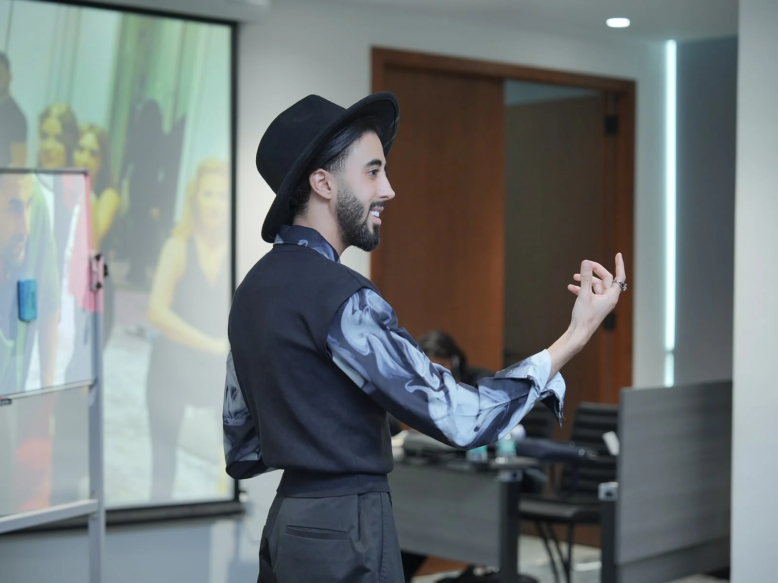 A model demonstrating a technique during an academy training session.